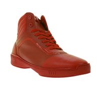 Sneakers alte PHINOMEN da uomo e da donna, fatte a mano in Italia con finitura Saffiano, in vera pelle, rosse