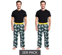 2er Sparpack RE:COVERED X NFL Green Bay Packers Loungepants Herren Schlafanzug-Hose mit Team-Logo Baumwolle Pyjama-Hose RCNFL1398 Grün
