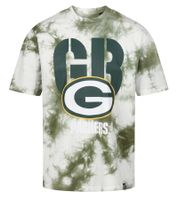 Camiseta RE:COVERED X NFL para hombre con el logo de los Green Bay Packers, cuello redondo de algodón en gris o verde/blanco con efecto tie-dye