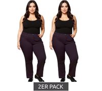 Pack de 2 pantalones elásticos sheego Bengaline, modernos pantalones casuales para mujer, talla corta, tallas grandes, 133991 rojo vino