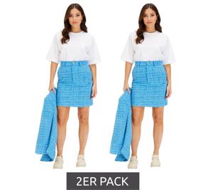 stylischer 2er Sparpack Damen Boucle Mini-Rock Strick-Rock mit Silber-Akzenten 960601 Brilliantblau stylischer 2er Sparpack Damen Boucle Mini-Rock Strick-Rock mit Silber-Akzenten 960601 Brilliantblau
