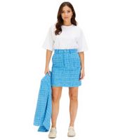 Minifalda de bouclé para mujer (pack de 2), elegante falda de punto con detalles plateados, 960601, falda de otoño, azul brillante