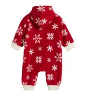 Lot de 3 combinaisons, salopette enfant, combinaison polaire à capuche, motif flocon de neige avec fermeture éclair, combinaison bébé 954927 rouge/blanc