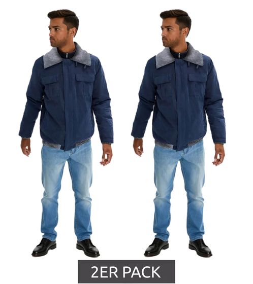 Veste mi-saison homme avec détails côtelés, veste simple au quotidien, lot de 2, 904745, bleu/gris