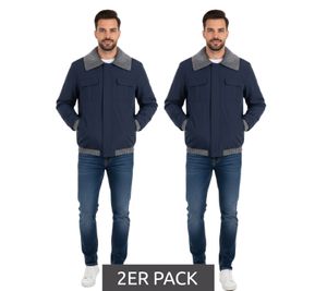 2er Pack Herren Übergangs-Jacke mir gerippten Details schlichte Alltags-Jacke Sparpack 904745 Blau/Grau