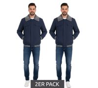 2er Pack Herren Übergangs-Jacke mir gerippten Details schlichte Alltags-Jacke Sparpack 904745 Blau/Grau