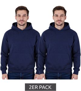 Confezione da 2 felpe con cappuccio da uomo con tasche a marsupio, stampa European League of Football, blu confetto Confezione da 2 felpe con cappuccio da uomo con tasche a marsupio, stampa European League of Football, blu confetto