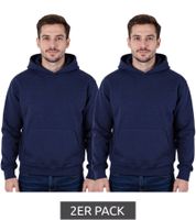 2er Pack European League Of Football Blanko Herren Hoodie mit Kängurutasche Kapuzen-Pullover Baumwoll-Sweater Pageant-Blau