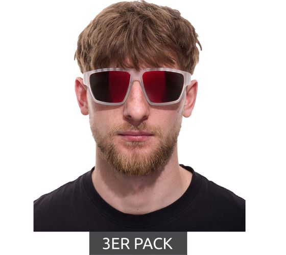 Pack de 3 gafas de sol Adidas Sport para hombre con lentes rojo/naranja y patillas transparentes, gafas para correr SP0008 6126G Transparente