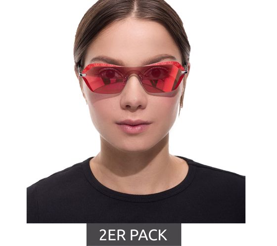 Adidas Women's Sunglasses, 2-Pack Value Pack with Red Lenses and Red Temples, UVA & UVB Protection, Leisure Glasses OR0015 0068U Red