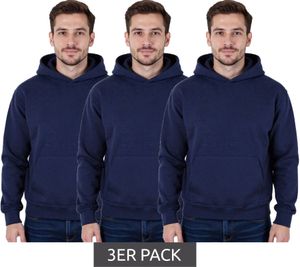 Confezione risparmio da 3 felpe con cappuccio in cotone con scritta "European League of Football" in blu confetto Confezione risparmio da 3 felpe con cappuccio in cotone con scritta "European League of Football" in blu confetto
