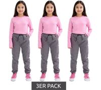 3-pack children's jeans for girls, thermal jeans, ankle-length cotton trousers, casual jeans, 938179 gray