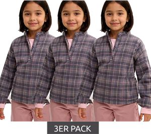 Confezione risparmio da 3: camicetta in flanella per bambine, camicia in cotone con arricciatura in vita e chiusura a bottoni, 930775 grigio/rosa Confezione risparmio da 3: camicetta in flanella per bambine, camicia in cotone con arricciatura in vita e chiusura a bottoni, 930775 grigio/rosa