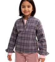 Pack económico de 3 blusas de franela para niña, camisa de algodón con cintura fruncida y cierre de botones, 930775 gris/rosa