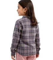 Pack económico de 3 blusas de franela para niña, camisa de algodón con cintura fruncida y cierre de botones, 930775 gris/rosa