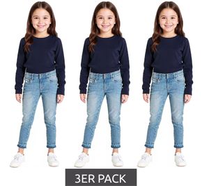 Pack de 3 vaqueros KangaROOS para niña, corte recto, de algodón, estilo casual, 43634735, azul