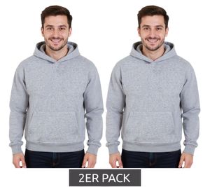 Confezione da 2 felpe con cappuccio da uomo European League of Football Blank con tasche a marsupio, felpe in cotone, grigio mélange Confezione da 2 felpe con cappuccio da uomo European League of Football Blank con tasche a marsupio, felpe in cotone, grigio mélange
