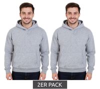 Pack de 2 sudaderas con capucha de la Liga Europea de Fútbol para hombre con bolsillos tipo canguro, de algodón, color gris jaspeado