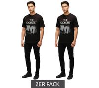 Pack de 2 camisetas RE:COVERED X EL EXORCISTA - Camiseta de hombre con estampado fotográfico, cuello redondo de algodón, RCWARN559, color negro