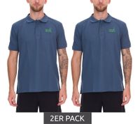 2er Sparpack green SYLT Herren Polo-Shirt Slim Fit Baumwoll-Shirt Kurzarm-Shirt Basic-Shirt 0100-009 Blau