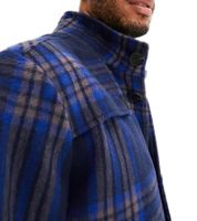 Pack de 2 chaquetas de entretiempo a cuadros para hombre, de algodón, con capucha desmontable y estampado de cuadros, 913708 Azul