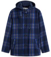 Pack de 2 chaquetas de entretiempo a cuadros para hombre, de algodón, con capucha desmontable y estampado de cuadros, 913708 Azul