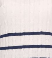 Suéter de algodón a rayas de punto trenzado DELMAO para mujer, 94622740, blanco roto/azul marino, paquete de 2