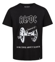 T-shirt da uomo RE:COVERED X ACDC "For Those About to Rock" in cotone con stampa grande, girocollo, MMPER842, nera