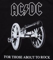 T-shirt da uomo RE:COVERED X ACDC "For Those About to Rock" in cotone con stampa grande, girocollo, MMPER842, nera