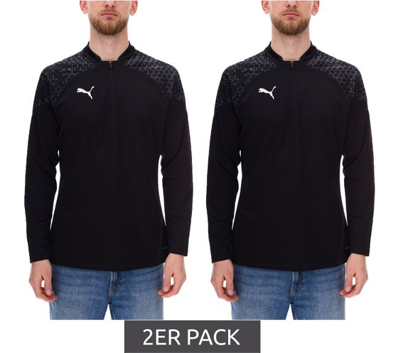 2er Sparpack PUMA teamCup Herren Troyer-Pullover mit DryCell-Technologie Trainings-Shirt grafischem Design Sport-Shirt Fitness-Pullover Sport-Ausrüstung 657982 03 Schwarz