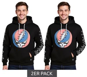 RE:COVERED X Grateful Dead Men's Hoodie with Band Logo Print, Cotton Hoodie, Long-Sleeved Shirt, RCWBROS170, Black RE:COVERED X Grateful Dead Men's Hoodie with Band Logo Print, Cotton Hoodie, Long-Sleeved Shirt, RCWBROS170, Black