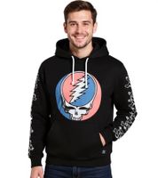 Sudadera con capucha RE:COVERED X Grateful Dead para hombre con estampado del logo de la banda, algodón, manga larga, RCWBROS170, negra