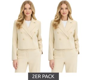 2er Sparpack stillvoller Kurzblazer für Damen mit Schmuckknöpfen Ausgeh-Blazer Business-Blazer 950017 Beige