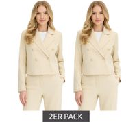 Blazer corto elegante para mujer con botones decorativos (pack de 2), blazer de noche y blazer de negocios 950017 Beige
