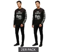 RE:COVERED X EL EXORCISTA PELÍCULA - Camisa de hombre con estampado fotográfico, manga larga y cuello redondo de algodón, RCWARN560, negra