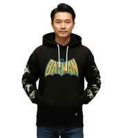 Sudadera con capucha RE:COVERED X DC para hombre con el logo de BATMAN, de algodón y manga larga, RCWARN554, negra, paquete de 2