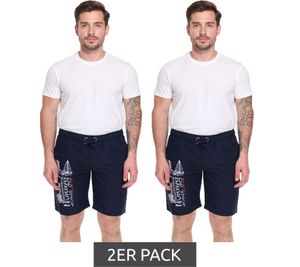 Confezione da 2 boxer da bagno da uomo GEOGRAPHICAL NORWAY Quara con stampa del logo, pantaloncini da bagno con tasche, pantaloncini da bagno 001 Blu navy