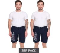 2er Sparpack GEOGRAPHICAL NORWAY Quara Herren Badehose Schwimm-Hose mit Logo-Print Bade-Shorts mit Taschen Schwimm-Shorts 001 Navy