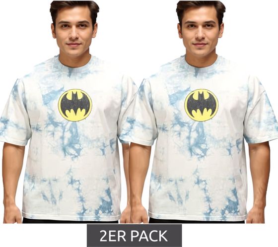 Camiseta RE:COVERED X DC para hombre, BATMAN, de algodón dividido, con diseño tie-dye, cuello redondo, RCWARN553 gris