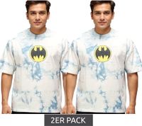 Camiseta RE:COVERED X DC para hombre, BATMAN, de algodón dividido, con diseño tie-dye, cuello redondo, RCWARN553 gris