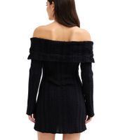 Robe en maille pour femme avec décolleté Bardot, mini-robe à épaules dénudées, 970506 Noir
