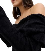 Robe en maille pour femme avec décolleté Bardot, mini-robe à épaules dénudées, 970506 Noir