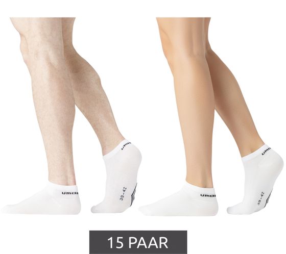 15 pares de calcetines deportivos Umbro para hombre y mujer, con certificación Oeko-Tex Standard 100 UMG/1/TC5/FX6, blancos