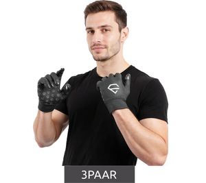3 paires de gants de cyclisme EGREGIE pour homme, doublés polaire, pour la course à pied, avec écran tactile, pour smartphone, noir
