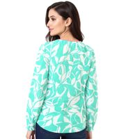 Blusa de verano ZWILLINGSHERZ para mujer con estampado de hojas, camisa de algodón de manga larga 33229, verde, negro, rosa o azul
