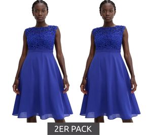 Lot de 2 robes de soirée pour femme, ravissantes, avec de magnifiques finitions en dentelle et crochet, mini-robe 931026, bleue