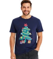 Pack de 2 camisetas navideñas para hombre, de algodón, de verano, de manga corta, 951021, azul oscuro