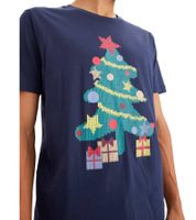 Pack de 2 camisetas navideñas para hombre, de algodón, de verano, de manga corta, 951021, azul oscuro