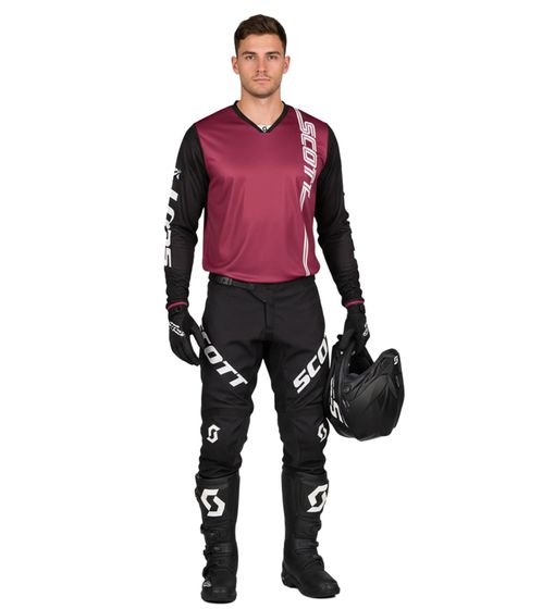 Maglia da motocross SCOTT Jersey 350 da uomo, maglia da bici a maniche lunghe con gomiti imbottiti, 273271 6426 Rosso scuro/Nero