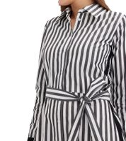 Robe midi classique pour femme, robe chemise à rayures, robe en coton 934129, noir/blanc Robe midi classique pour femme, robe chemise à rayures, robe en coton 934129, noir/blanc